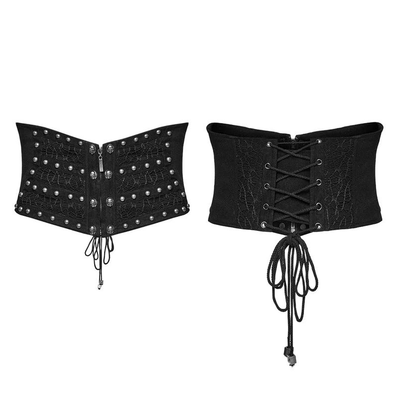 Punk Skull Mesh Splice Schnürgürtel für Herren