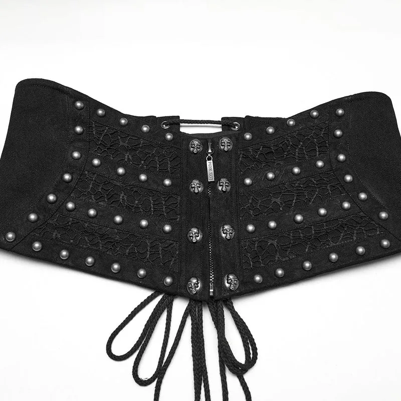 Punk Skull Mesh Splice Schnürgürtel für Herren