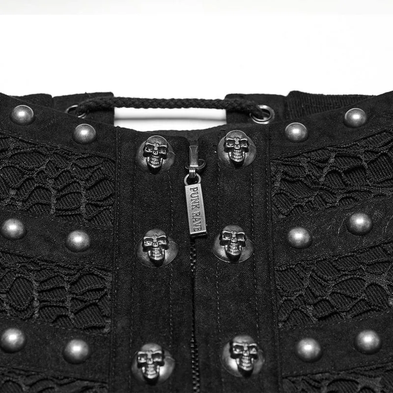 Punk Skull Mesh Splice Schnürgürtel für Herren