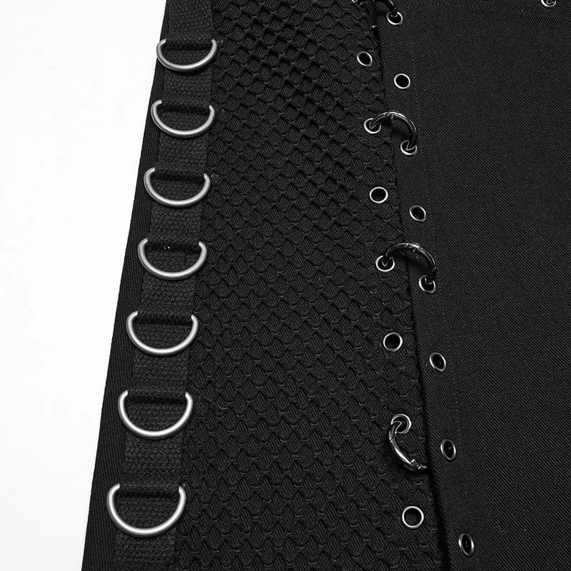 Herren Punk Unregelmäßiger Schnür-Mesh Splice Kilt