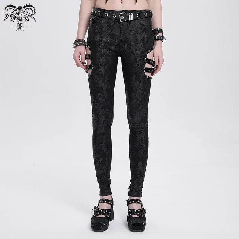 Gothic-Hose mit Cutout-Schnallen für Damen