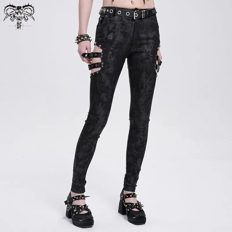 Gothic-Hose mit Cutout-Schnallen für Damen