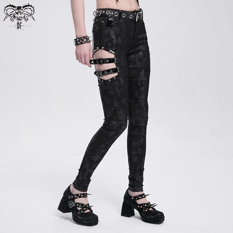 Gothic-Hose mit Cutout-Schnallen für Damen