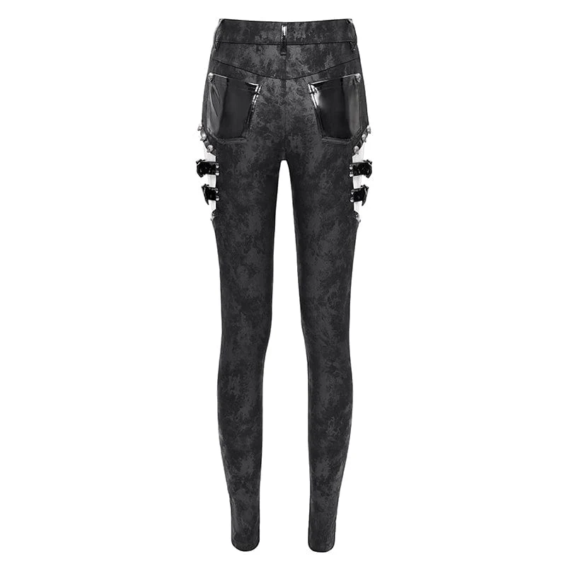Gothic-Hose mit Cutout-Schnallen für Damen