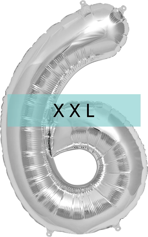 Zahlen Ballon 6 XXL Silber