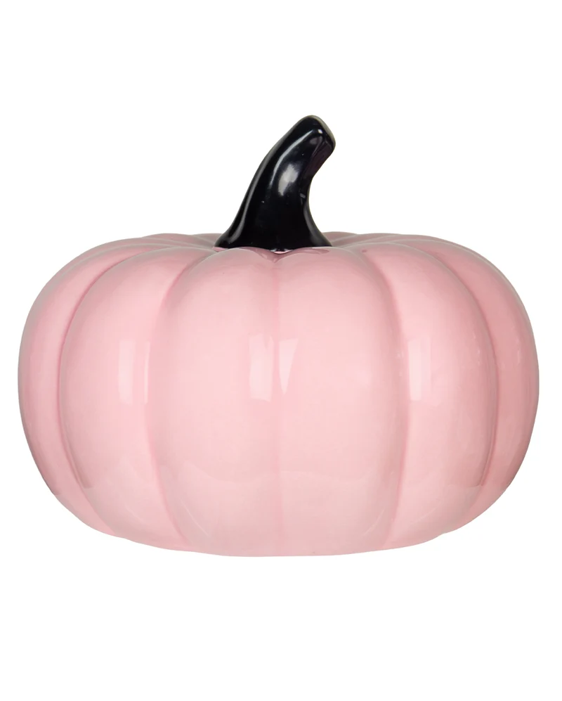 Rosa Summerween Keramik Kürbis mit Licht 20cm