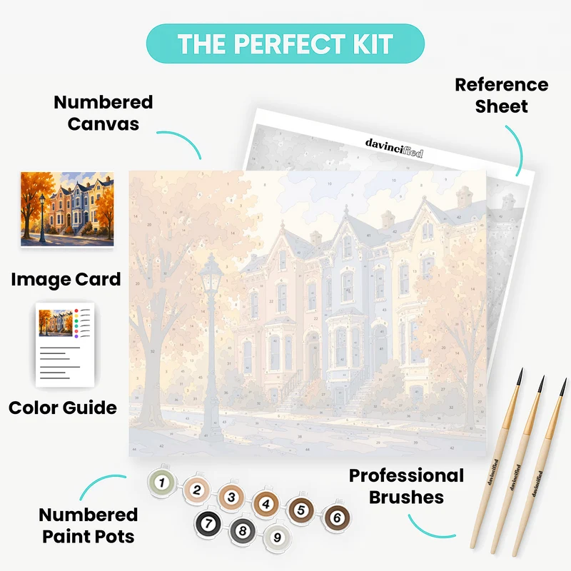 Autumn Row Houses - Paint by Numbers Kit