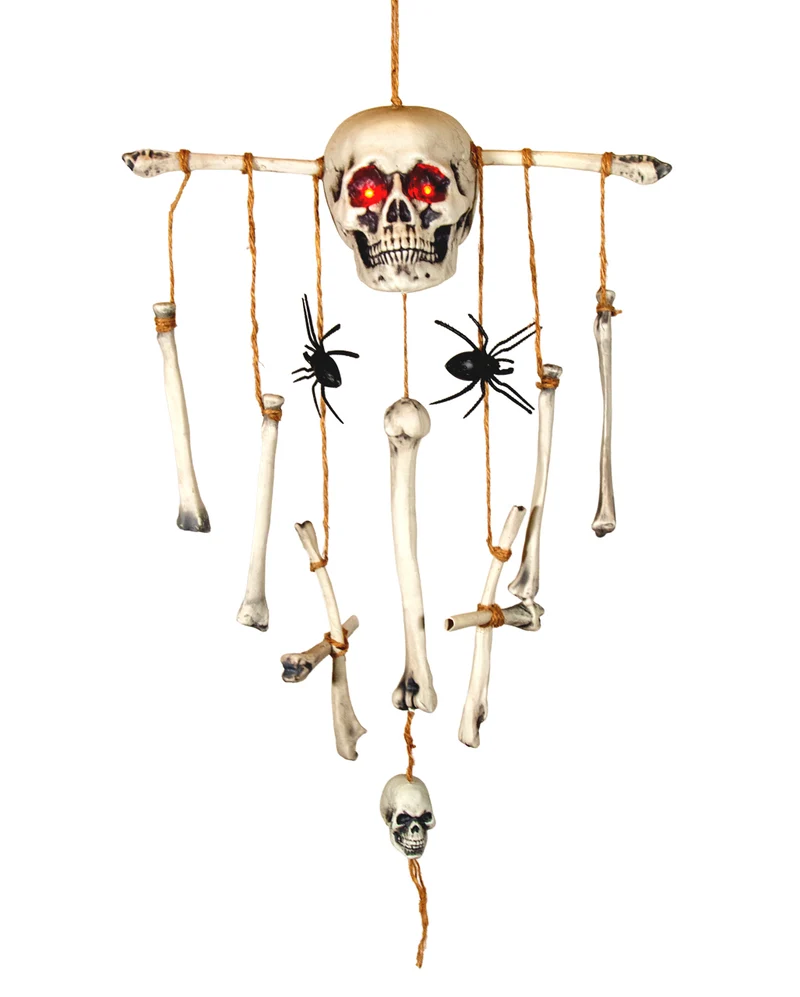 Voodoo Windspiel mit Totenschädel & Leuchtenden Augen 67cm