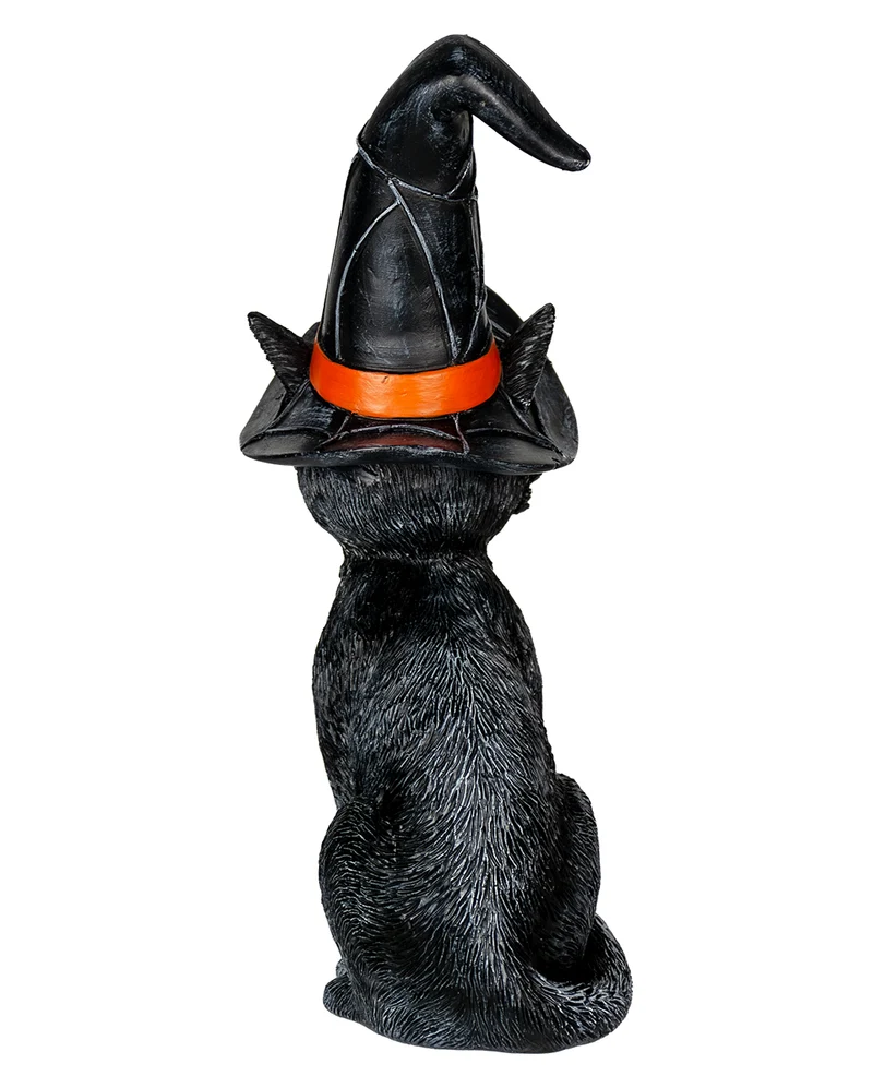Schwarze Hexenkatze mit geknicktem Hut 25cm