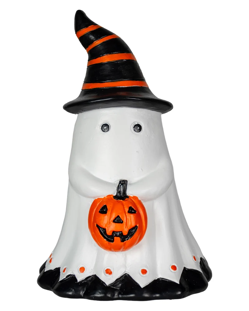 Kleines Gespenst mit Hexenhut & Kürbis 13,5cm