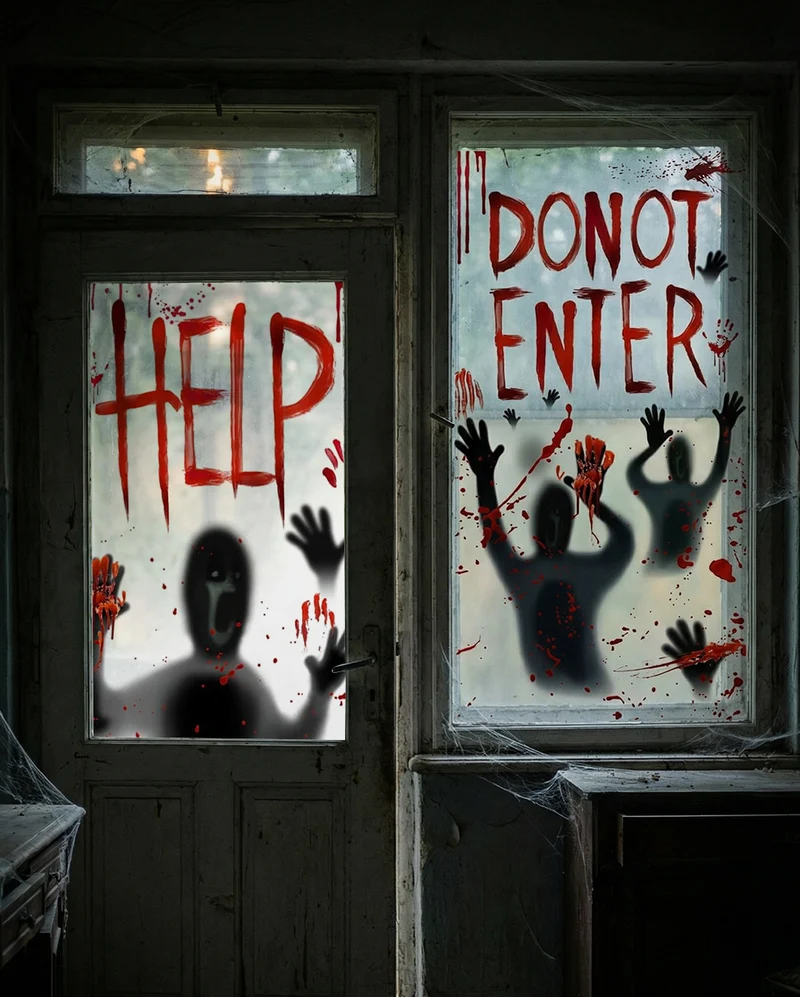 Help Me Halloween Tür & Fensterdeko 77x155cm - 2er Set