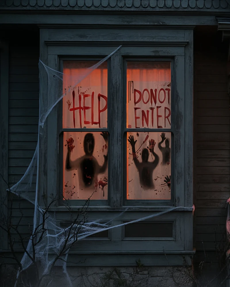 Help Me Halloween Tür & Fensterdeko 77x155cm - 2er Set