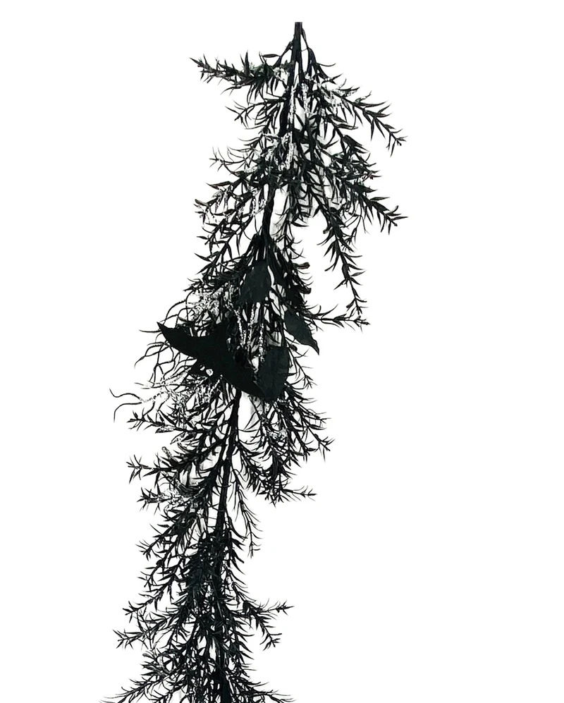 Schwarze Florale Gothic Deko Girlande 153cm