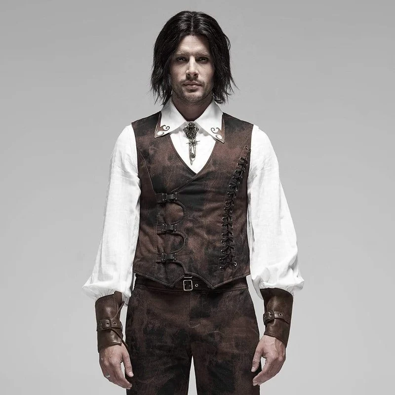 Steampunk-Westen mit melierten Streifen für Herren