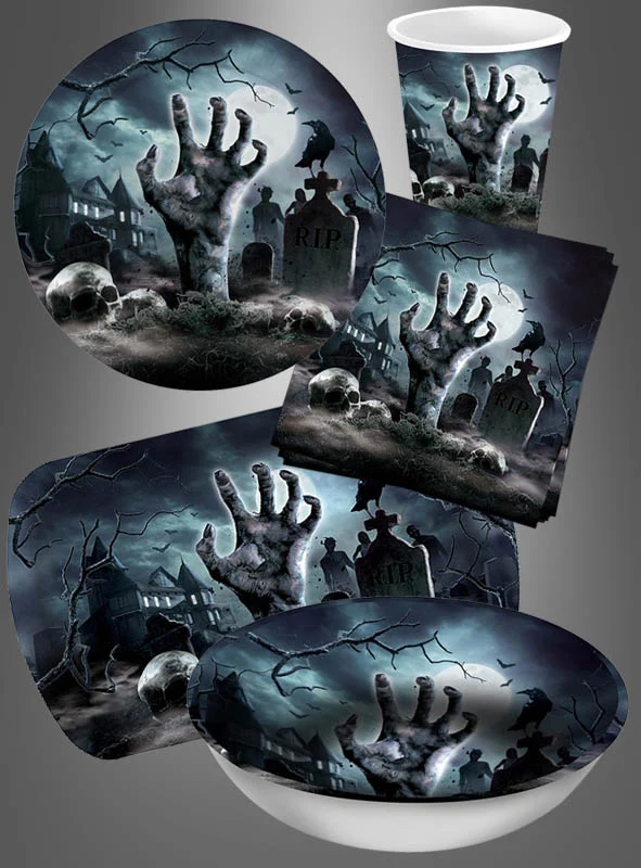 6er Friedhof Zombie Hand Pappbecher versch. Größen