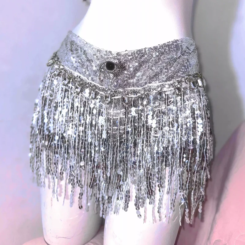 Metal chain v neck tassels hollow out cut out top
