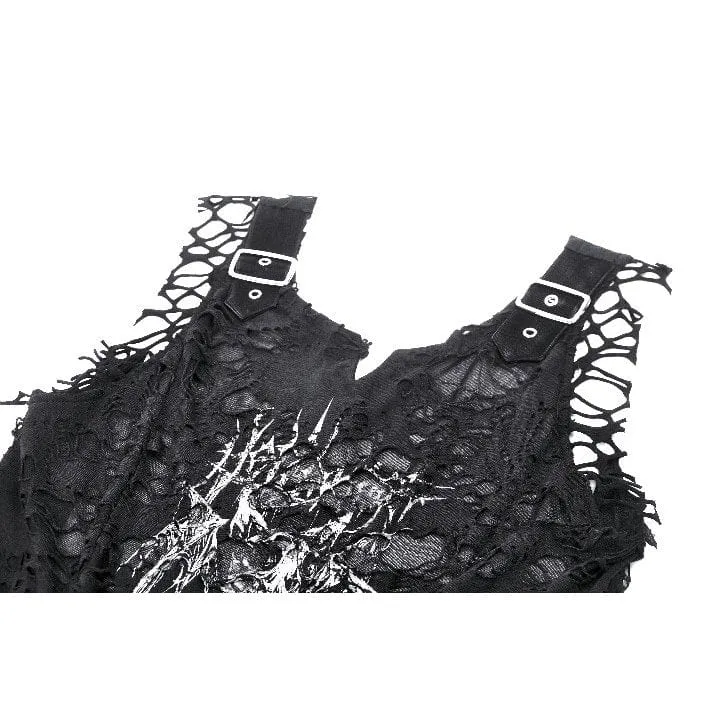 Tanktop mit Gothic-Totenkopf-Print für Damen im Used-Look