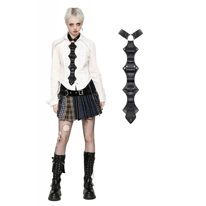 Punk-Krawatte aus unregelmäßigem Kunstleder für Damen