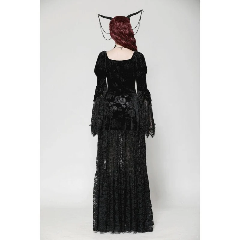 Gothic-Mantel aus Samt mit Puffärmeln und Spitze für Damen