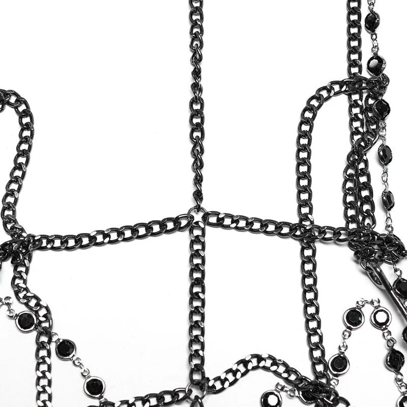 Gothic-Krone mit Totenkopf und Strasssteinen für Damen mit Perlenkette