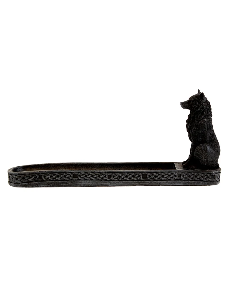 Schwarzer Wolf Räucherstäbchen Halter 25cm