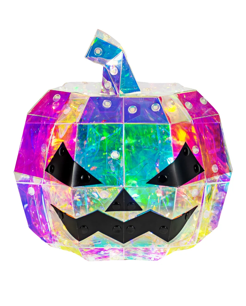 Holografischer Halloween Kürbis mit LED Licht 20cm