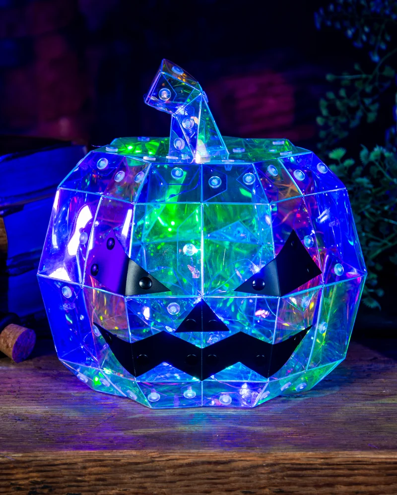 Holografischer Halloween Kürbis mit LED Licht 20cm