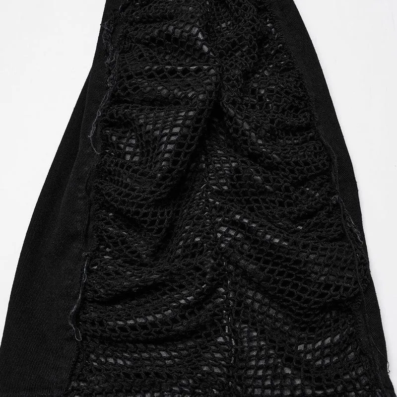 Abnehmbare Punk-Mesh-Splice-Hose ohne Kanten für Damen