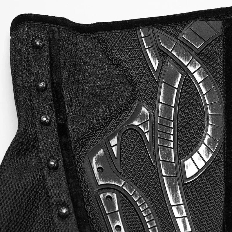 Cyberpunk-Unterbrustkorsett aus unregelmäßigem Netzstoff mit Nieten für Damen