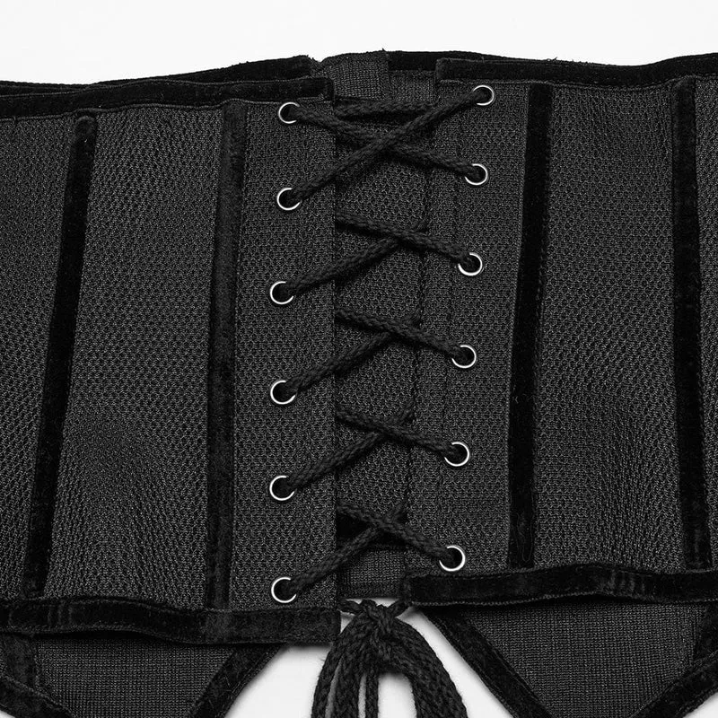 Cyberpunk-Unterbrustkorsett aus unregelmäßigem Netzstoff mit Nieten für Damen