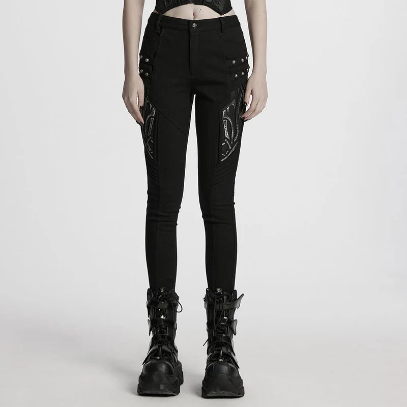 Cyberpunk-Leggings mit Nieten für Damen