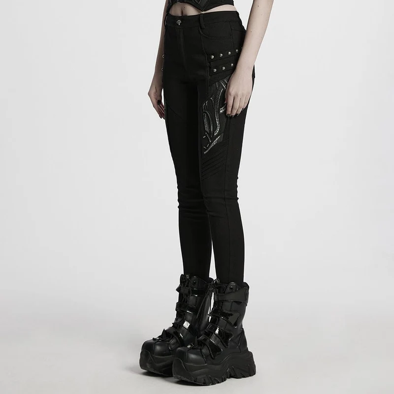 Cyberpunk-Leggings mit Nieten für Damen