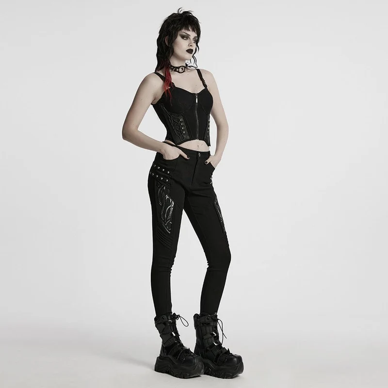 Cyberpunk-Leggings mit Nieten für Damen