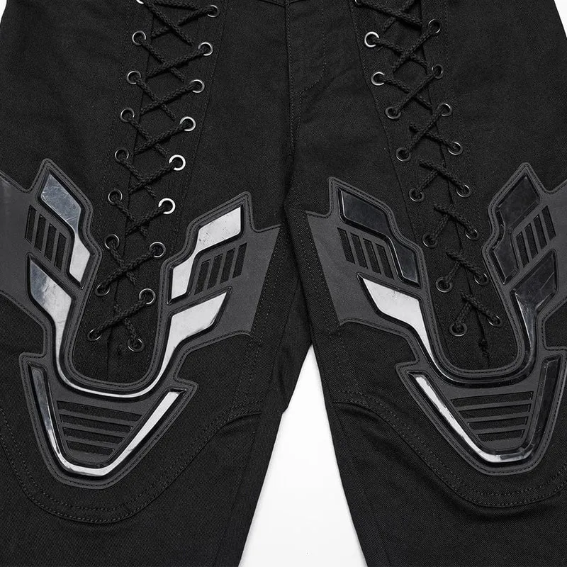 Cyberpunk-Leggings mit Riemchen und großen Taschen für Damen