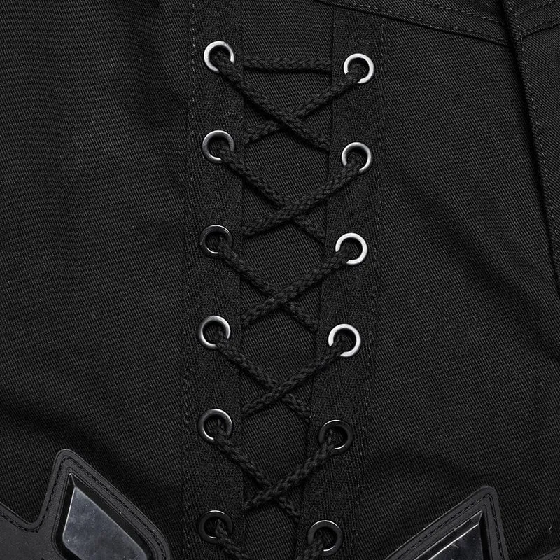 Cyberpunk-Leggings mit Riemchen und großen Taschen für Damen