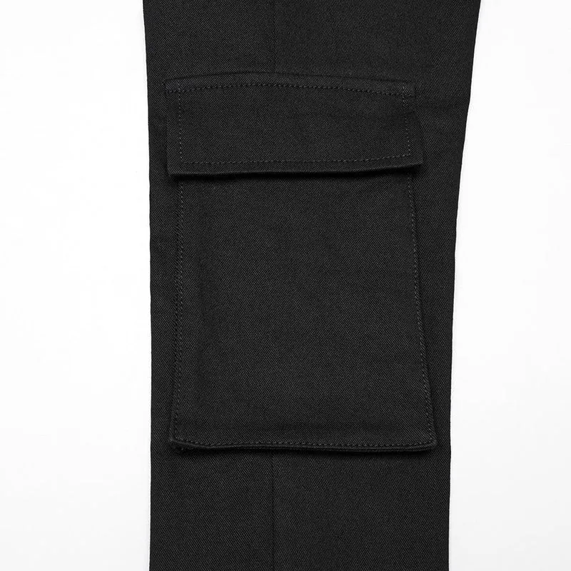 Cyberpunk-Leggings mit Riemchen und großen Taschen für Damen