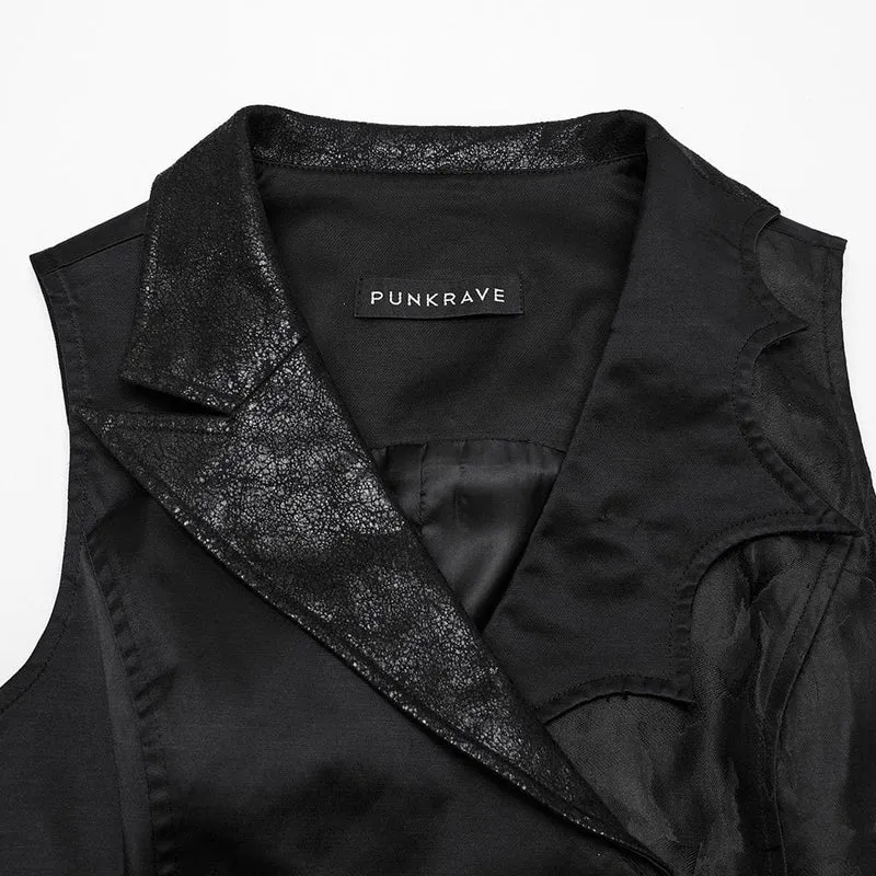 Gothic-Weste für Damen mit unregelmäßigem Fledermauskragen und Kette