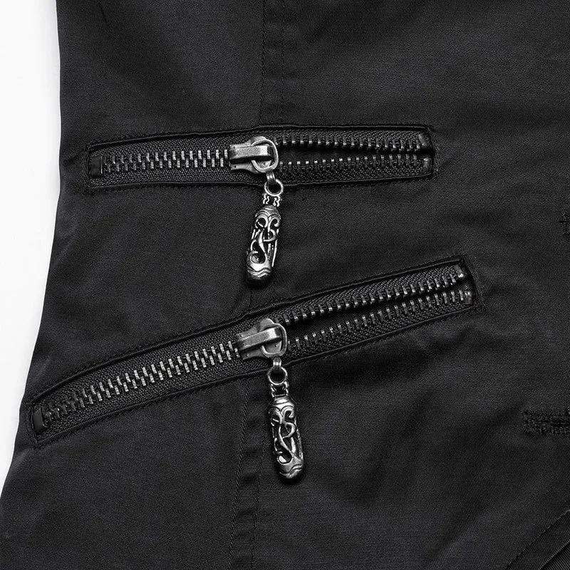 Gothic-Weste für Damen mit unregelmäßigem Fledermauskragen und Kette