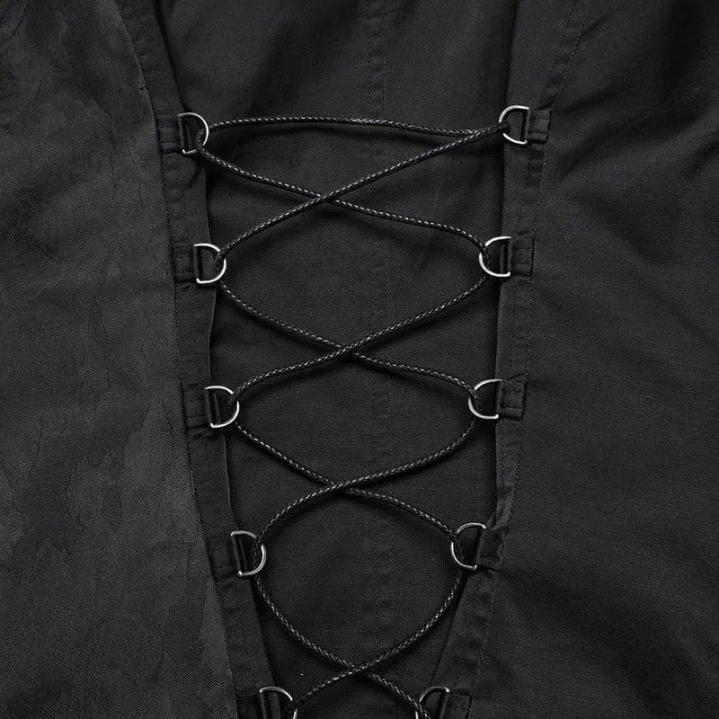 Gothic-Weste für Damen mit unregelmäßigem Fledermauskragen und Kette