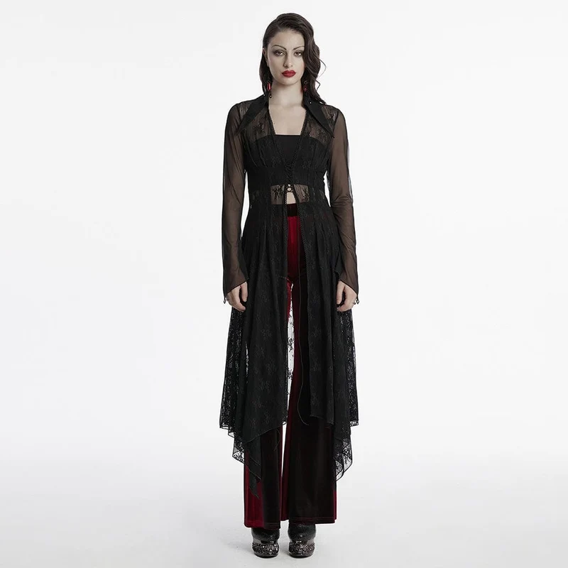 Gothic-Spitzencardigan mit tiefem Reverskragen für Damen