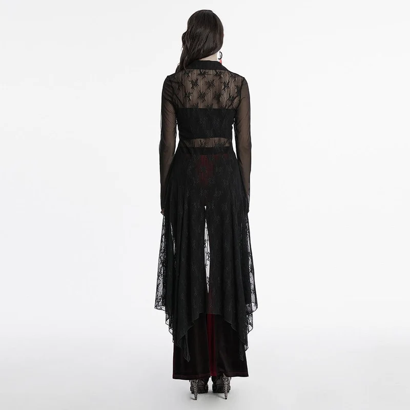 Gothic-Spitzencardigan mit tiefem Reverskragen für Damen