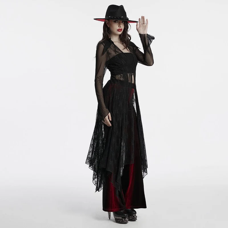 Gothic-Spitzencardigan mit tiefem Reverskragen für Damen