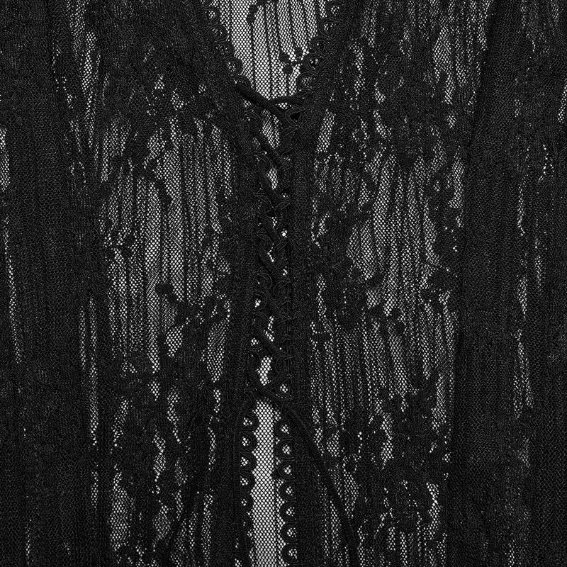Gothic-Spitzencardigan mit tiefem Reverskragen für Damen