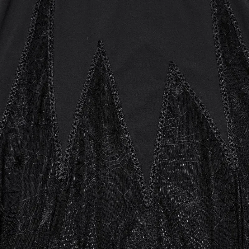 Gothic-Partykleid mit tiefem Ausschnitt aus Sipder-Netzstoff für Damen