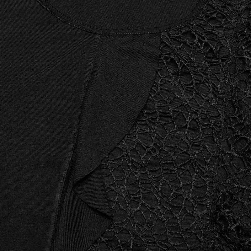 Gothic-Hexenkleid mit unregelmäßigen, schulterfreien Rüschen für Damen