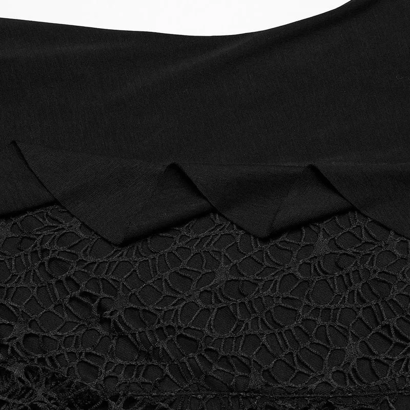 Gothic-Hexenkleid mit unregelmäßigen, schulterfreien Rüschen für Damen