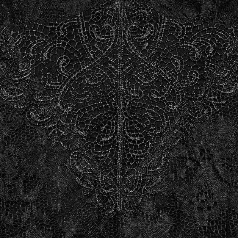 Gothic-Abendkleid aus Spitze mit tiefem Ausschnitt und Schlitz für Damen