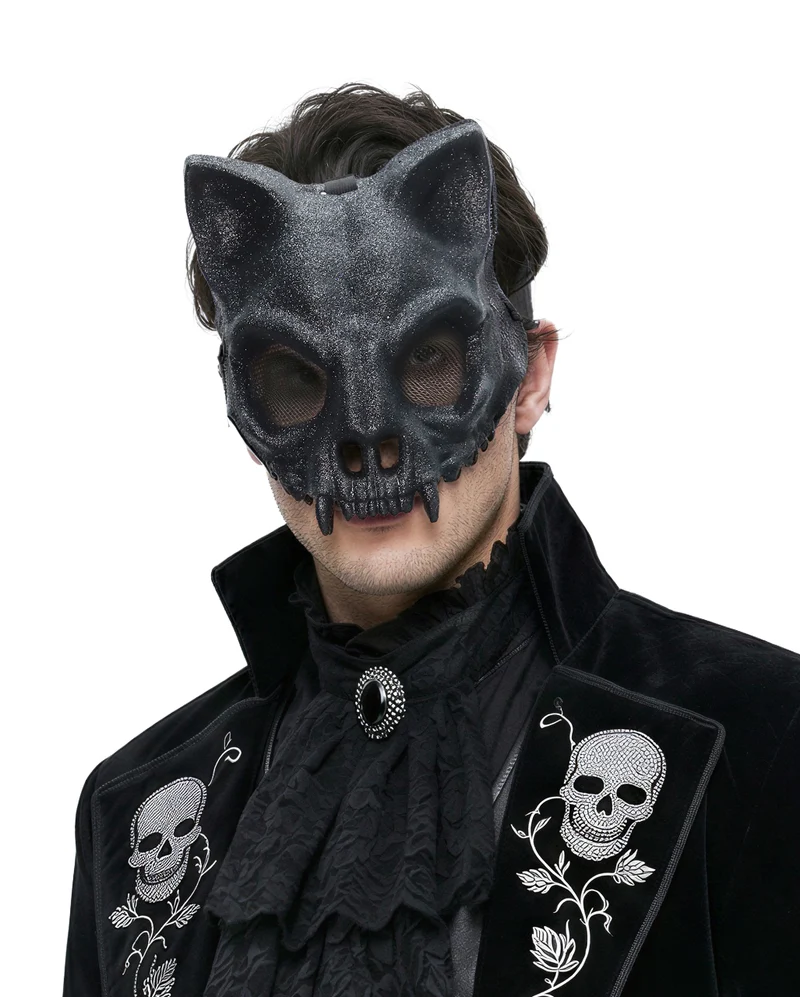Katzen Skull Glitter Maske