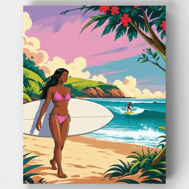 Tropical Surf Paradise - Paint by Numbers Kit