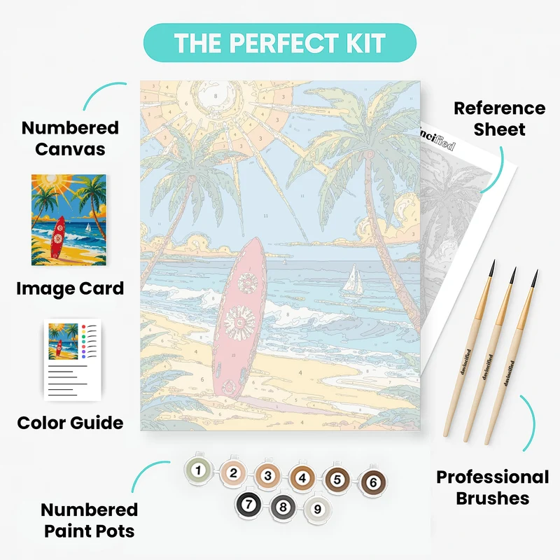 Tropical Paradise Surfboard - Paint by Numbers Kit